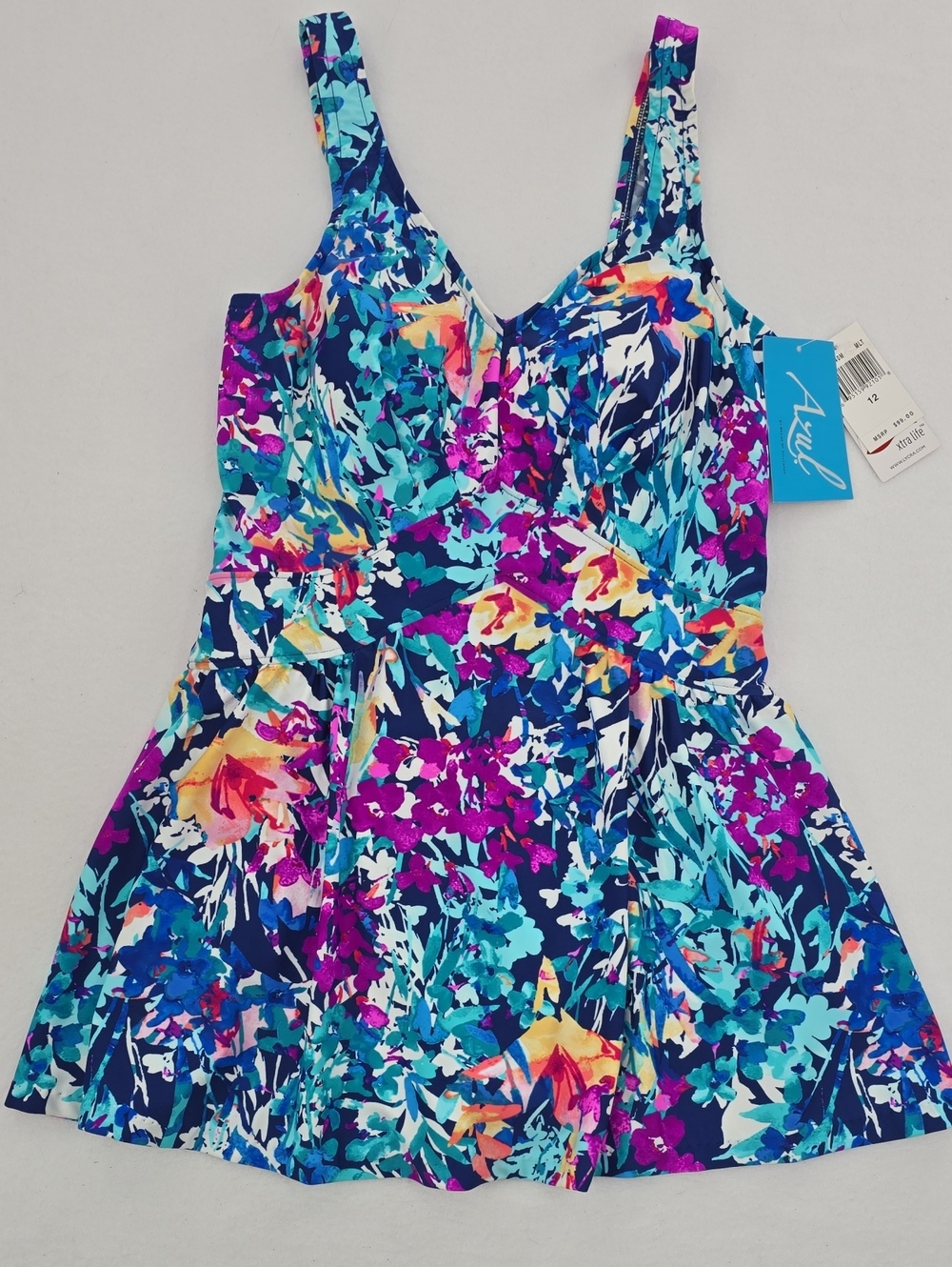 Azul by Maxine of Hollywood Vibrant Abstract Tropical Floral Swimdress